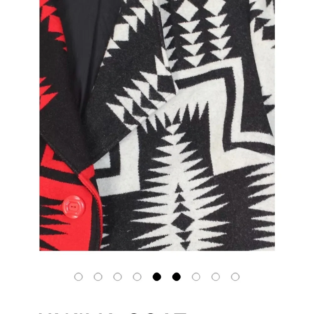 Rare Emme Studio Pendleton Red and Black Geometric Coat NWOT - Picture 6 of 16